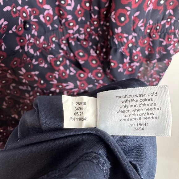 Lane Bryant Plus Size 24 Maroon Ditsy Print Floral Ruffle Hem 3/4‎ Sleeves - Picture 10 of 11